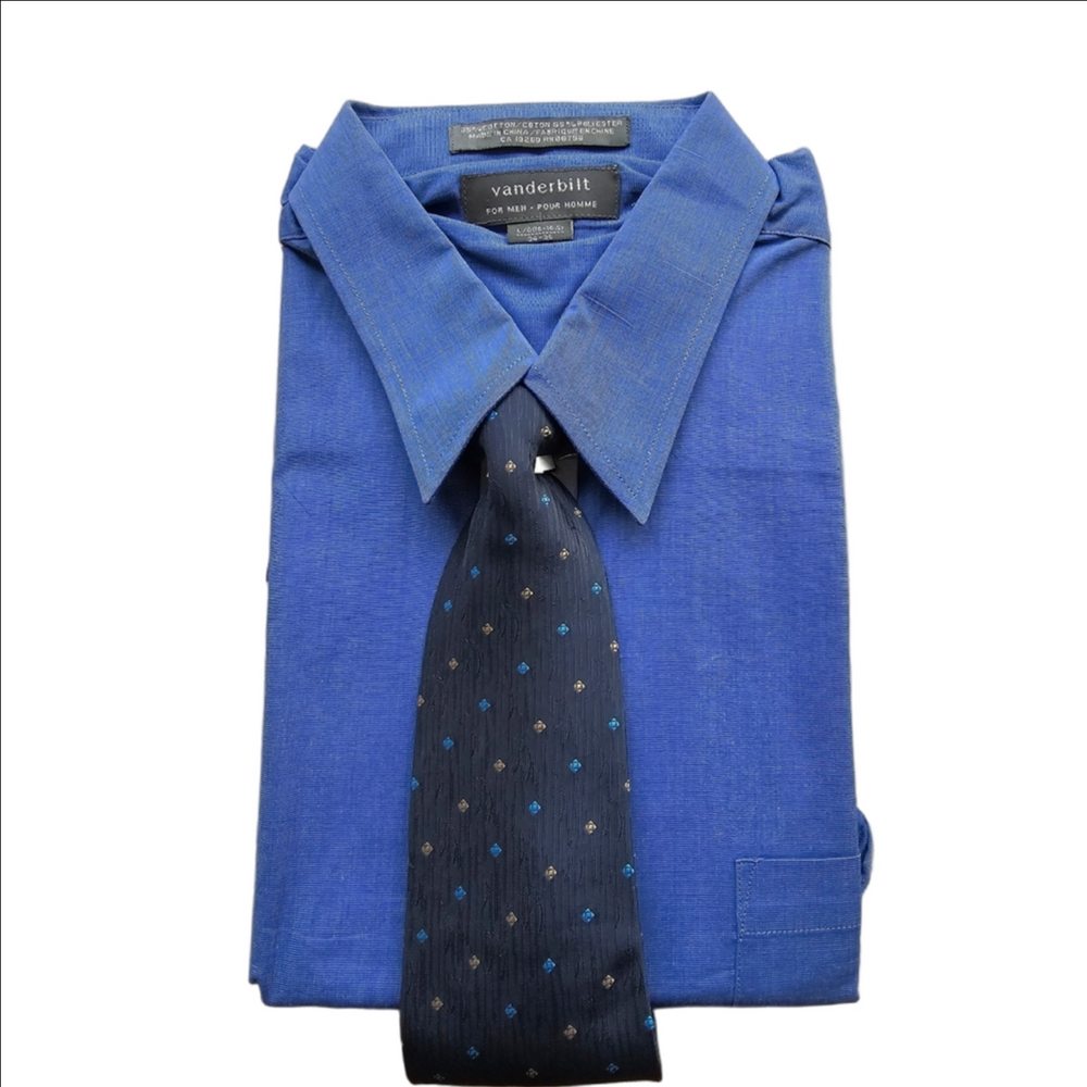 Vintage Vanderbilt New Mens Spread Collar Long Sleeve Shirt + Tie Set